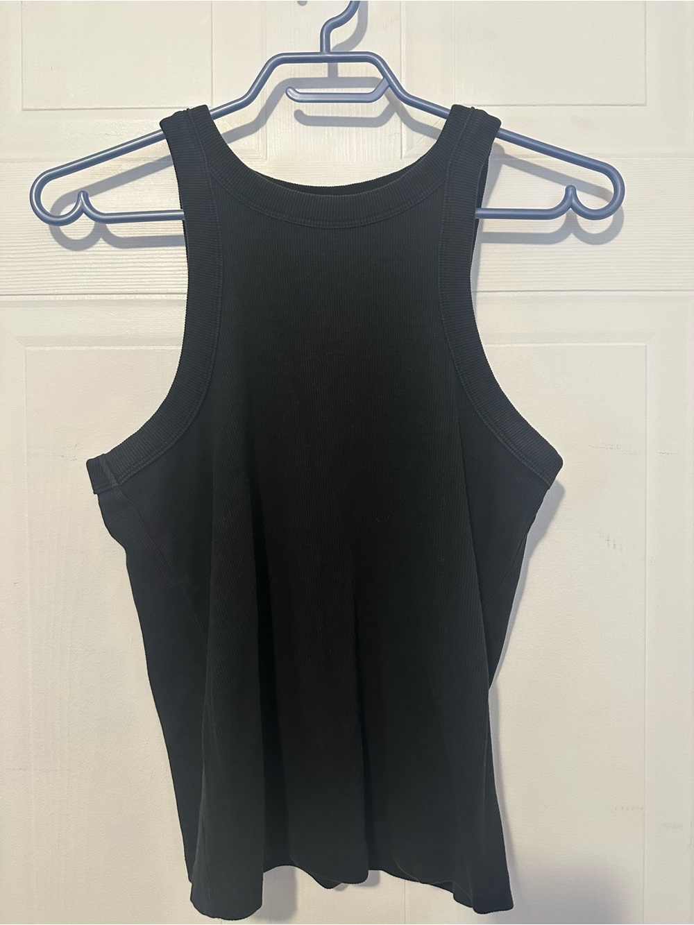 Mango Black Ribbed High-Neck Racerback Tank